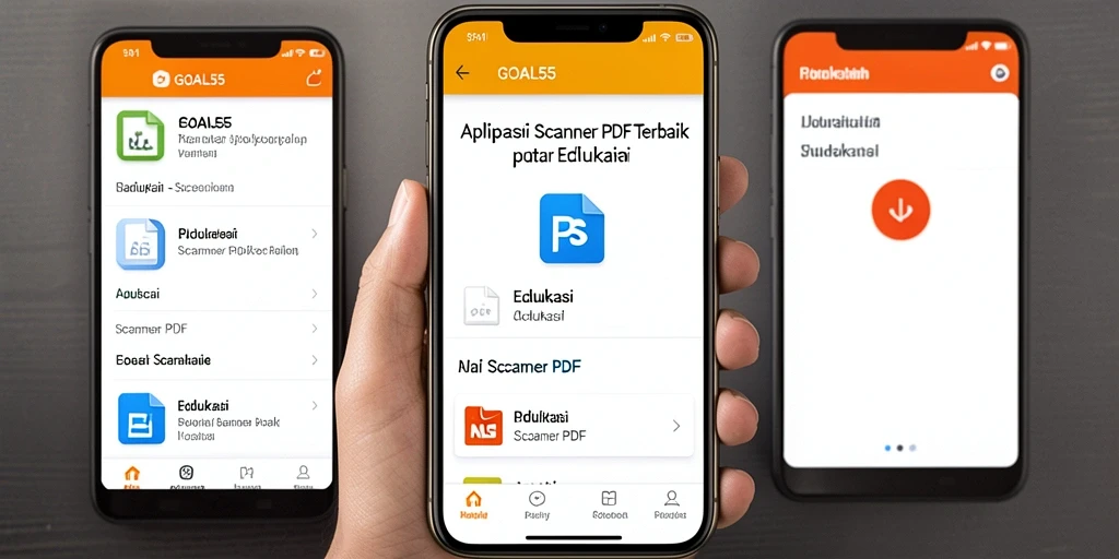 Antarmuka aplikasi GOAL55 saat memindai dokumen PDF.