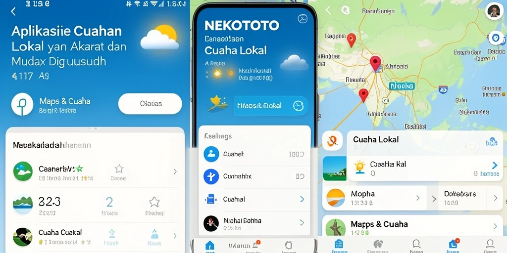 Antarmuka aplikasi NEKOTOTO menampilkan data cuaca lokal secara jelas.