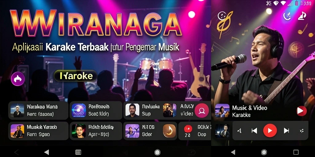 Tampilan antarmuka WIRANAGA yang menarik untuk pengalaman karaoke terbaik.